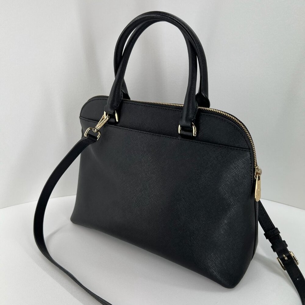 Michael Kors Cindy Large Dome Satchel Crossbody Bag Women Saffiano Leather Black - Picture 4 of 15